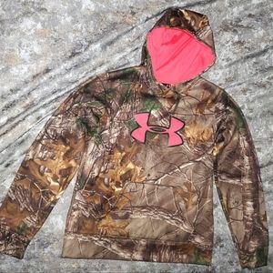 Womens UA camo/Pink hoodie size M